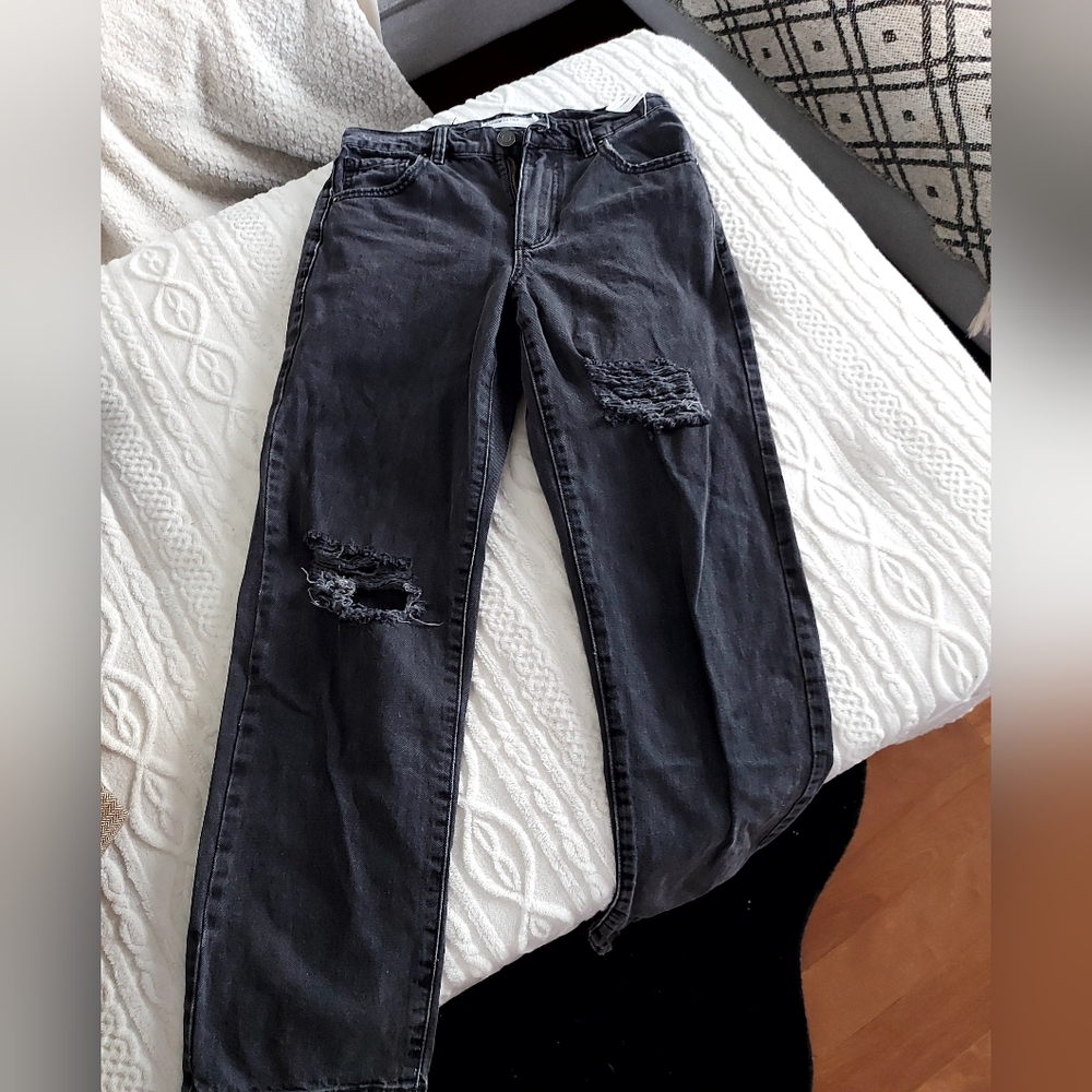 Garage Vintage Straight Black Denim Jeans